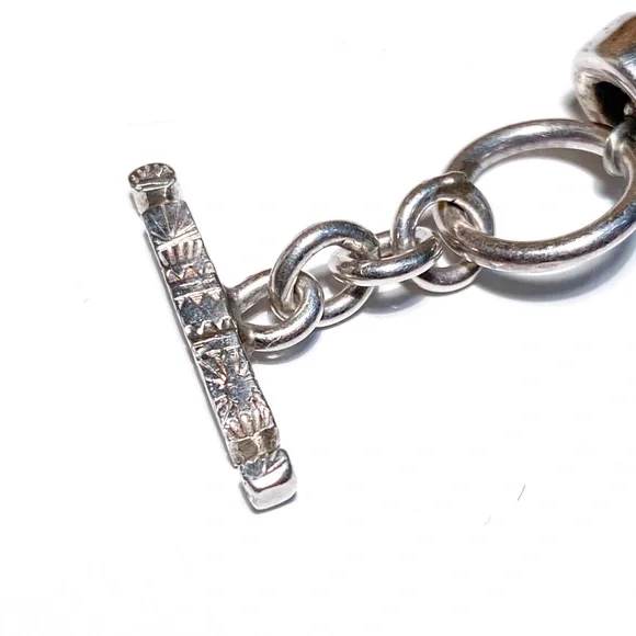 Harold Lujan Unsigned Bracelet w/ Sterling Hand Stamped Beads & Hand Cut Stones - Picture 13 of 16